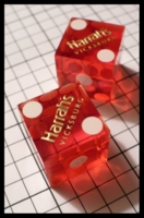 Dice : Dice - Casino Dice - Harrahs Vicksburg Red Clear with Gold Logo - SK Collection buy Nov 2010